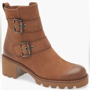 NEW Paul Green tan suede moto Balboa boot